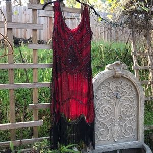 Beaded Sequined Flapper Dress w/ Fringe